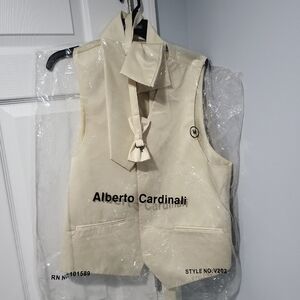 Alberto Cardinali Cream Vest with Bow Tie